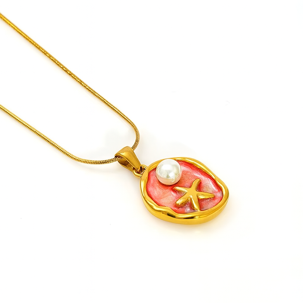 Summer Oil-Drop Pendant Necklace – 18K Gold Stainless Steel