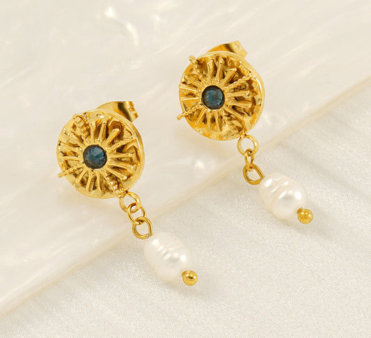 Rhinestone Goldie Earrings in 18k Gold-Plated Stainless Steel