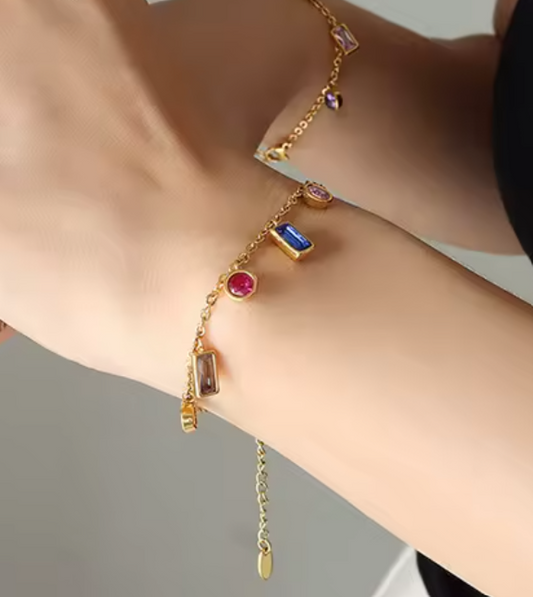 Multicolor Zircon Charm Set or Separate – 18K Gold-Plated Stainless Steel