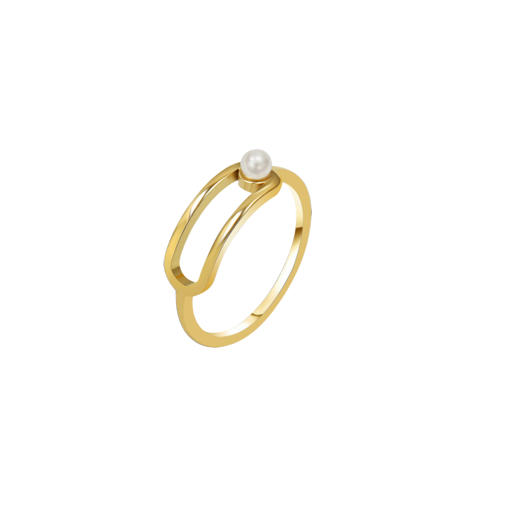 Stainless Steel Pearl Simple Detailed Ring – Gold & Silver