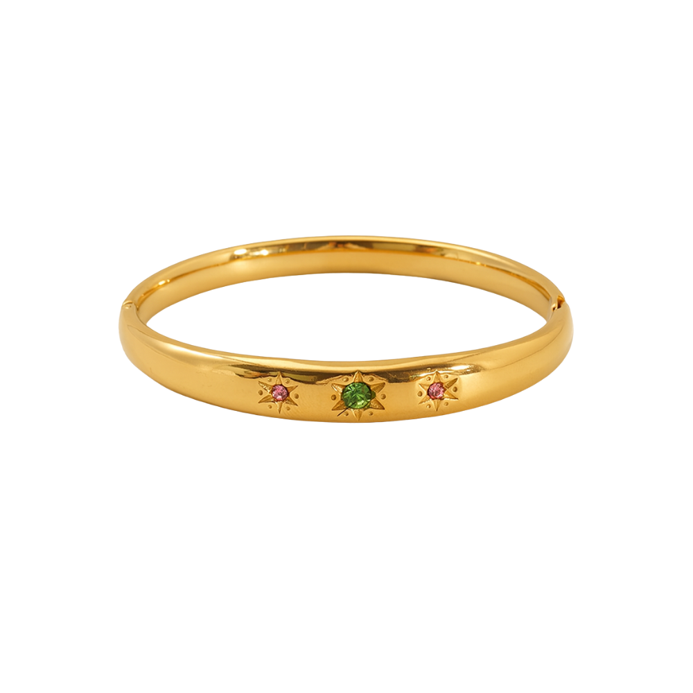 Colorful Rhinestone Gold Plated Bangle