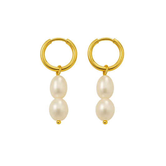 Hoop Pearl Drop Earrings