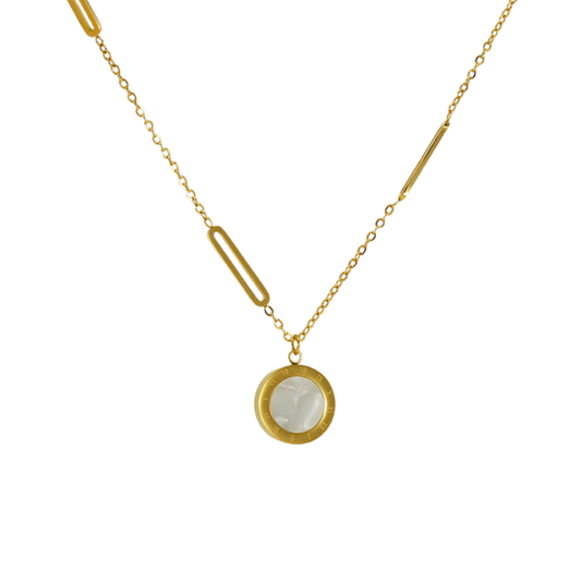 18K Gold-Plated Stainless Steel Asymmetric Shell Pendant Necklace