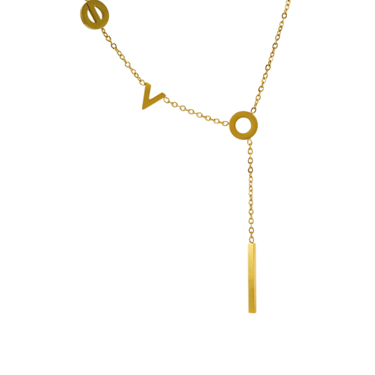 18K Gold-Plated Stainless Steel "LOVE" Asymmetric Pendant Necklace