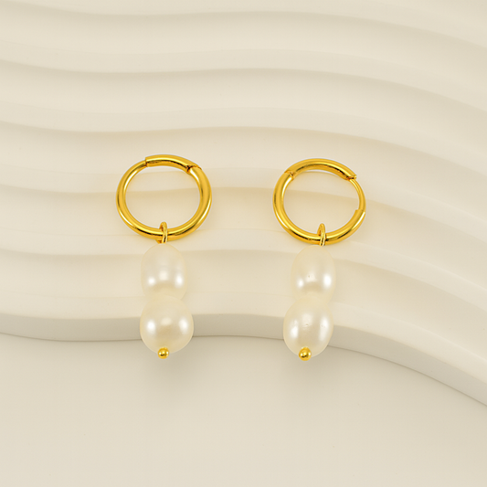 Hoop Pearl Drop Earrings