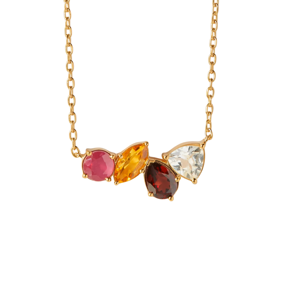 18K Gold-Plated Stainless Steel Necklace with Four Zirconias