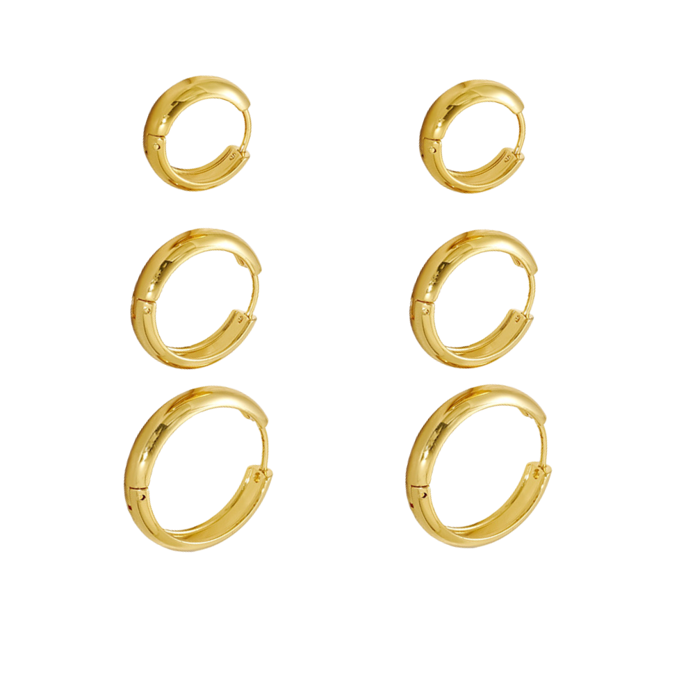Perfect Hoop Earrings in Different Sizes in 18k Gold-Plated Stainless Steel