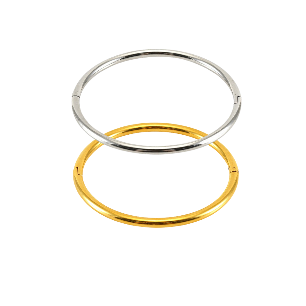 Smooth Plain Bangle in 18k Gold-Plated Stainless Steel
