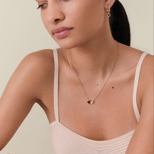 Unique Two Zirconias Necklace