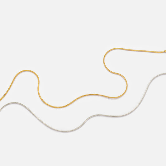 Gold Necklace with Translucent Blue Water-Drop Pendant