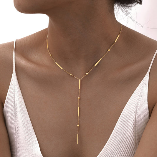 Gold Y-Shaped Bar Necklace