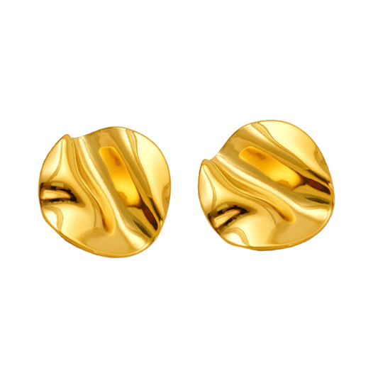 Circle-Inspired Wave Earrings in Gold Plated Stainless Steel
