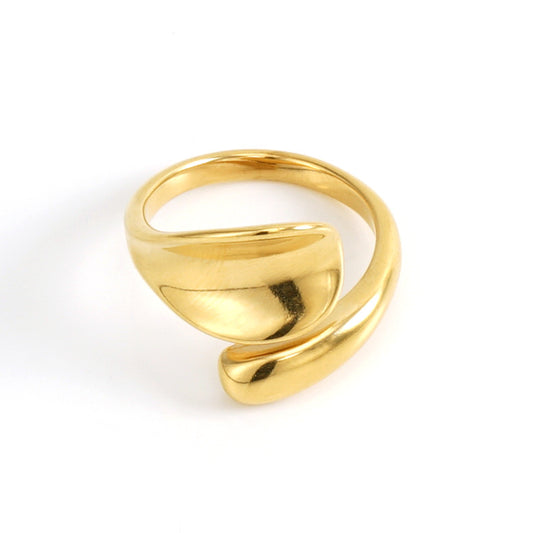 Ring in 18k Gold-Plated Stainless Steel with a Leaf-Design