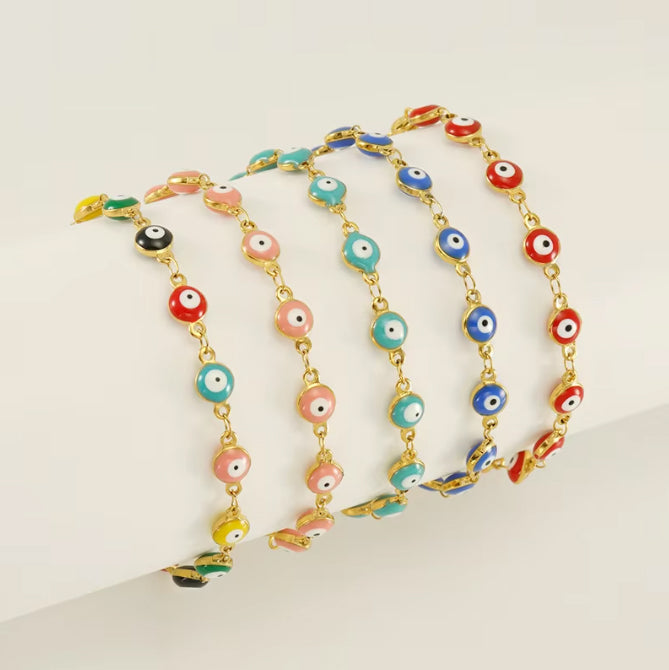 Evil Eye Bracelet in 18k Gold-Plated - Multicolor
