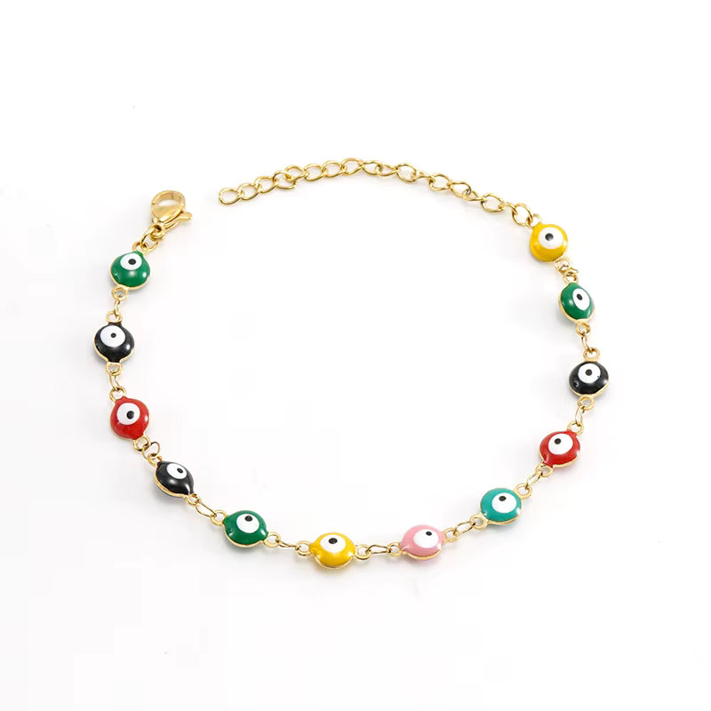 Evil Eye Bracelet in 18k Gold-Plated - Multicolor