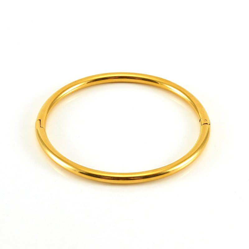 Smooth Plain Bangle in 18k Gold-Plated Stainless Steel