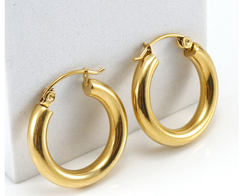 Chunky Hoop Earrings in 18k Gold-Plated Stainless Steel