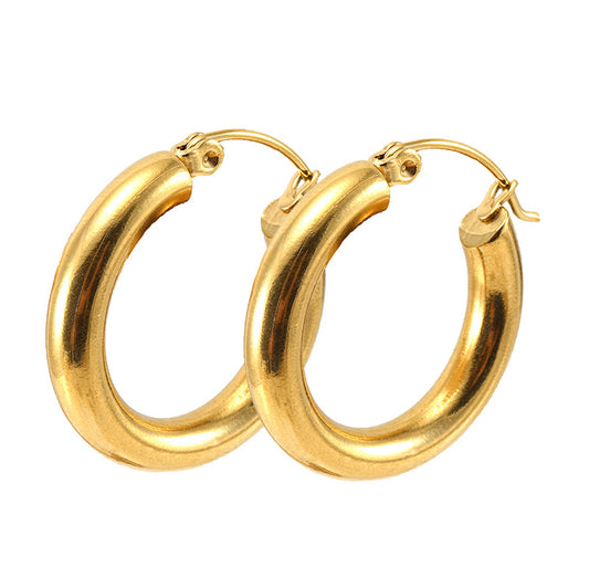 Chunky Hoop Earrings in 18k Gold-Plated Stainless Steel