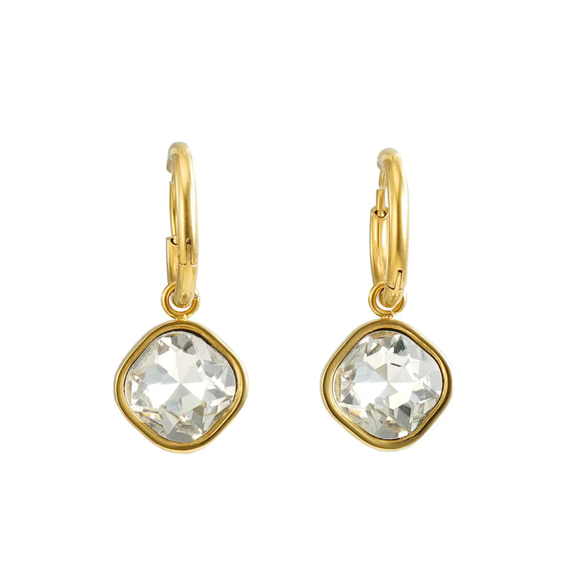 Zircon Drop Earrings in 18k Gold-Plated Stainless Steel