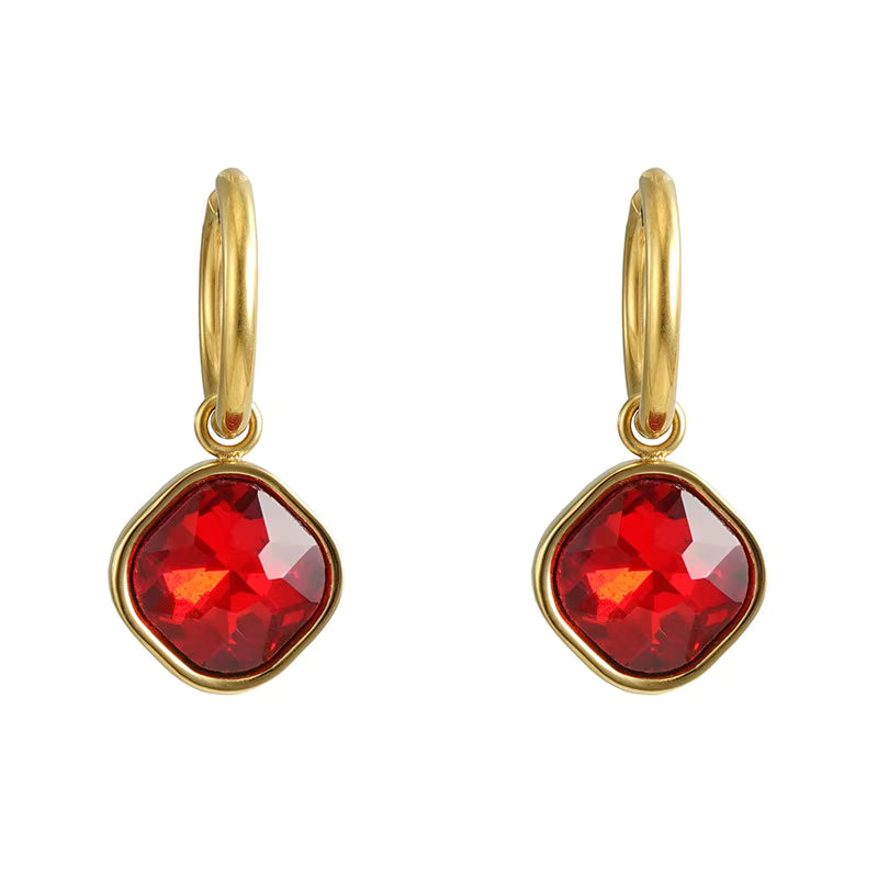 Zircon Drop Earrings in 18k Gold-Plated Stainless Steel