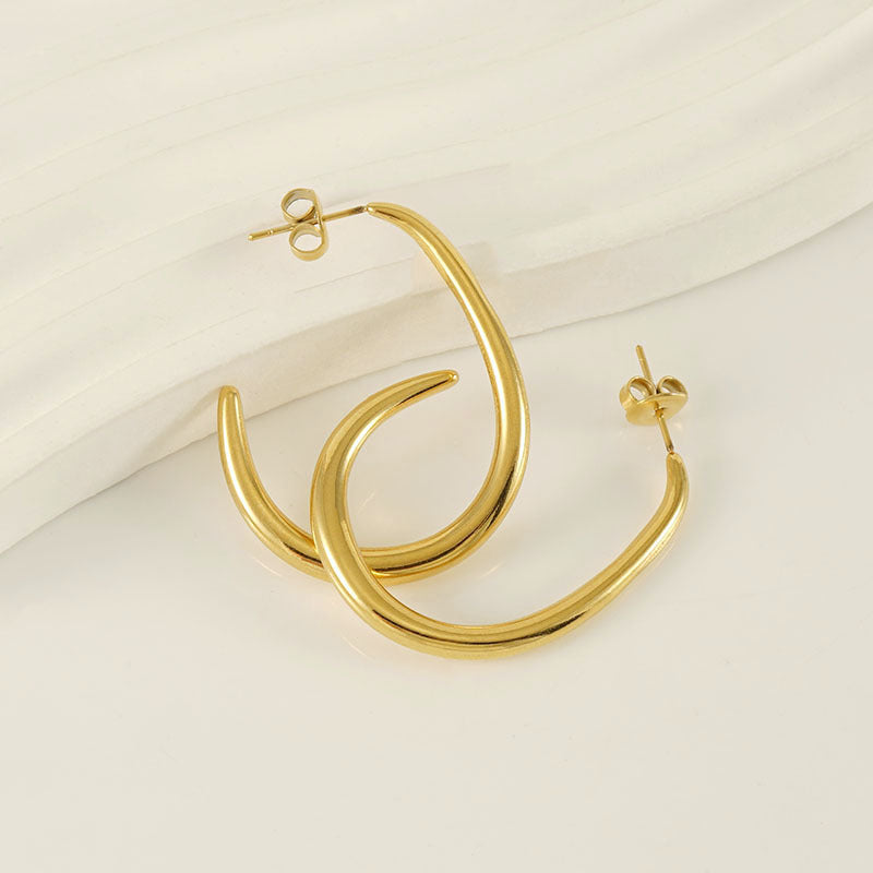 Unique Hoop Earrings in 18k Gold-Plated Stainless Steel