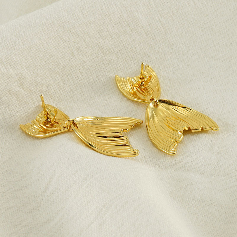 Elegant Ocean Tail-Inspired Earrings in 18k Gold-Plated Stainless Steel