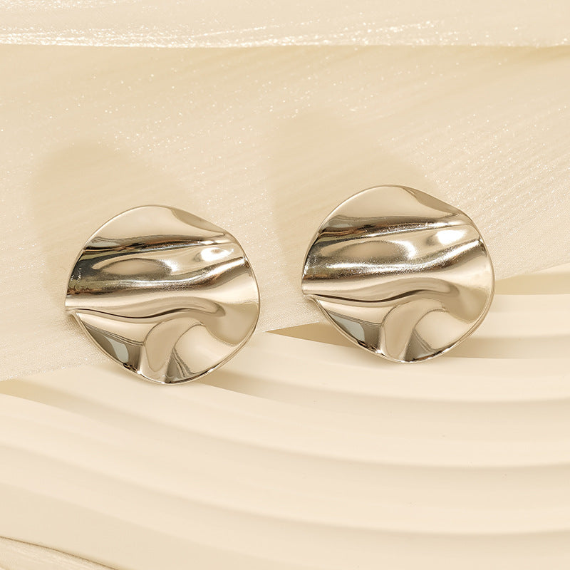 Circle-Inspired Wave Earrings in Silver Plated Stainless Steel