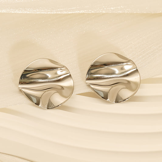 Circle-Inspired Wave Earrings in Silver Plated Stainless Steel
