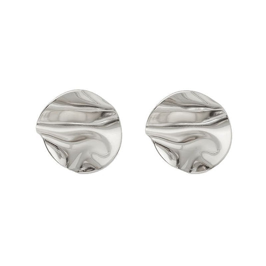 Circle-Inspired Wave Earrings in Silver Plated Stainless Steel