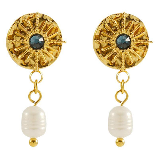 Rhinestone Goldie Earrings in 18k Gold-Plated Stainless Steel