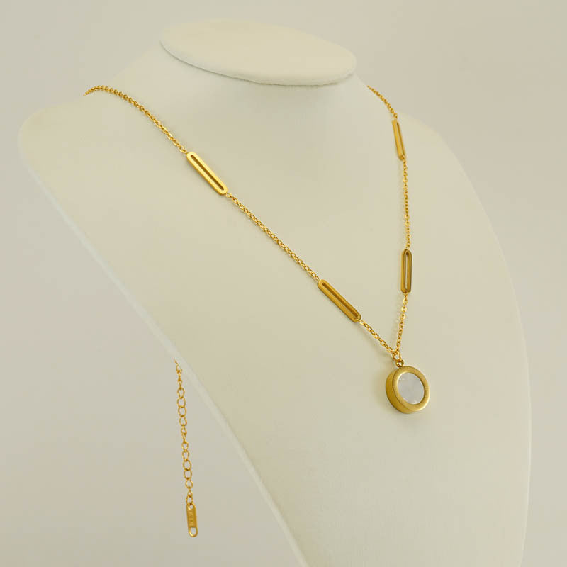 18K Gold-Plated Stainless Steel Asymmetric Shell Pendant Necklace