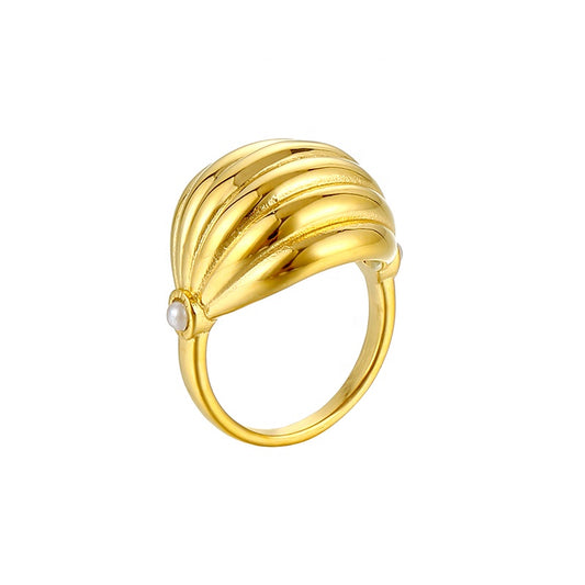 Shell Dome Ring Gold Plated Stainless Steel