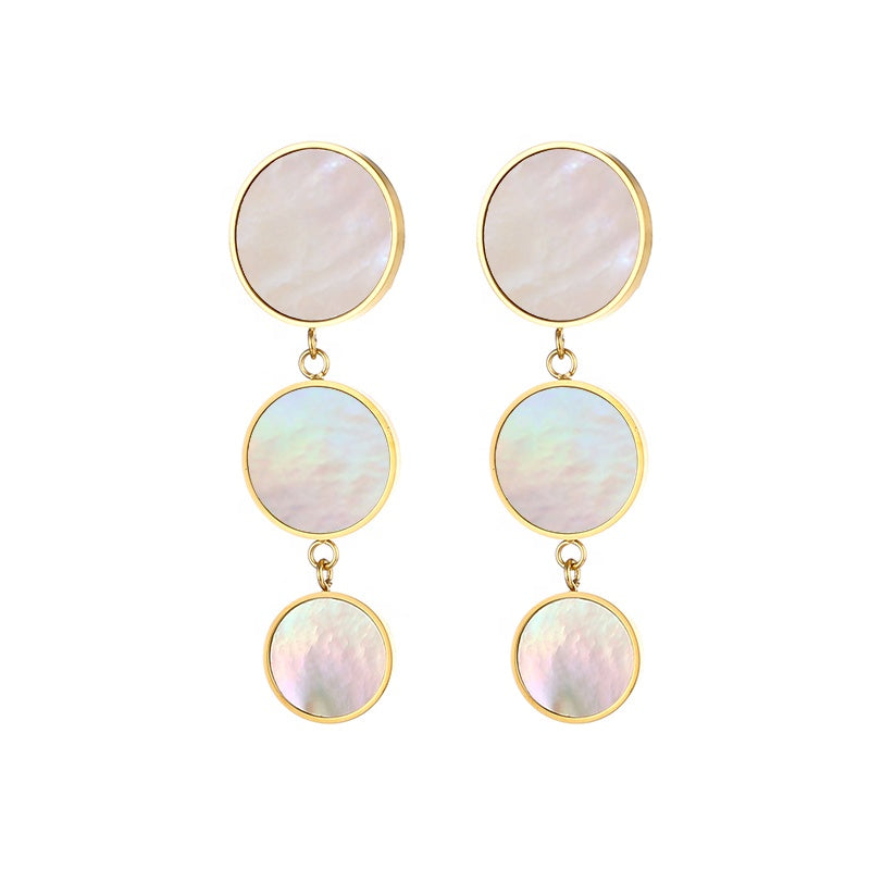 Triple Shell Drop Earrings 18K Gold Plated Stainless Steel