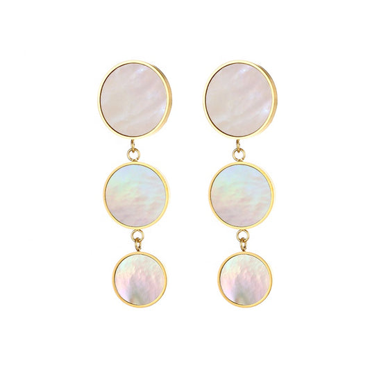 Triple Shell Drop Earrings 18K Gold Plated Stainless Steel
