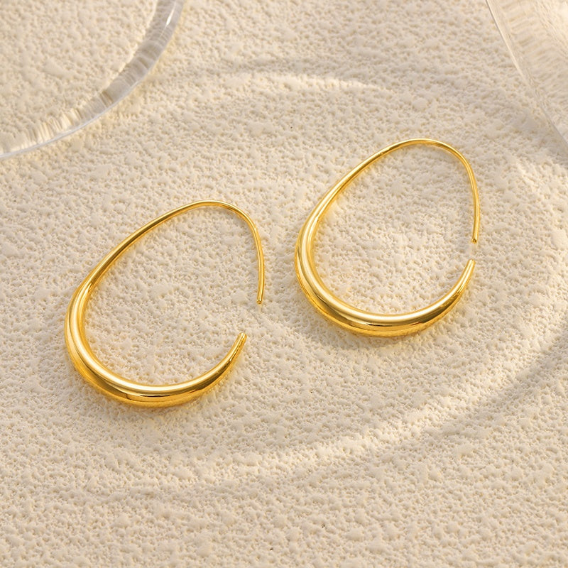 Sleek Open Hoop Earrings 18K Gold Plated Stainless Steel