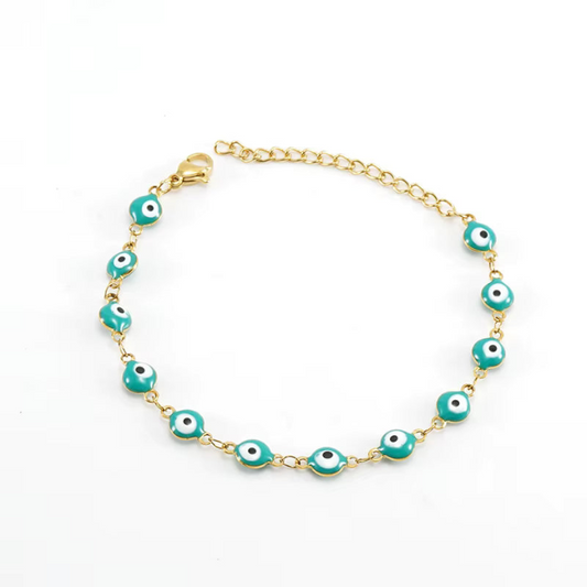 Evil Eye Bracelet 18k Gold-Plated - Blue